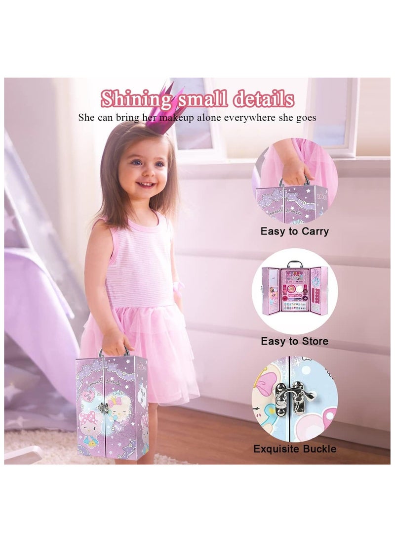 YelaJoy Kids Makeup Kit for Girls Princess Cosmetic Set for Children Real Washable Play Pretend Makeup Set Non-Toxic Makeup Toys Kit Toddler Cosmetic Gift Case for Little Girls Makeup for Kids Birthday Gifts  - Image 4