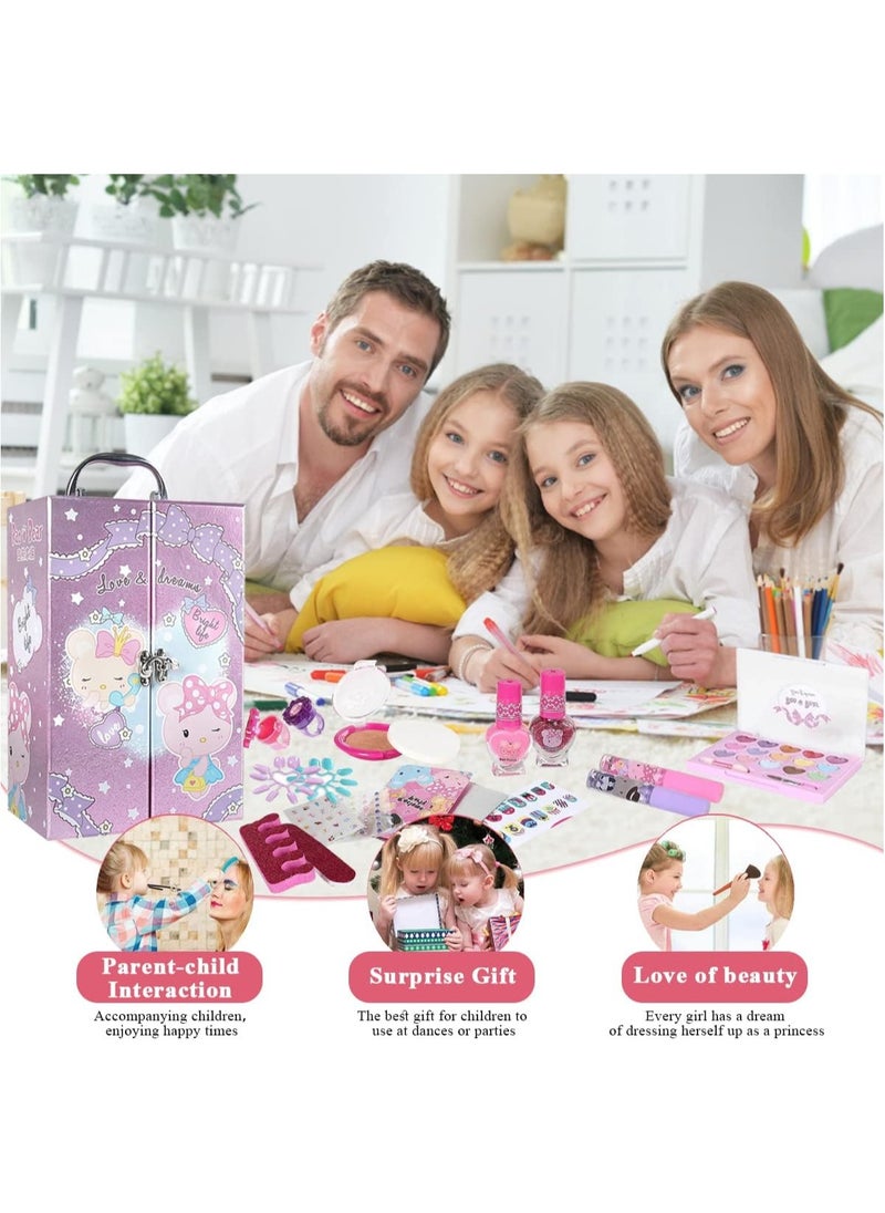 YelaJoy Kids Makeup Kit for Girls Princess Cosmetic Set for Children Real Washable Play Pretend Makeup Set Non-Toxic Makeup Toys Kit Toddler Cosmetic Gift Case for Little Girls Makeup for Kids Birthday Gifts  - Image 5