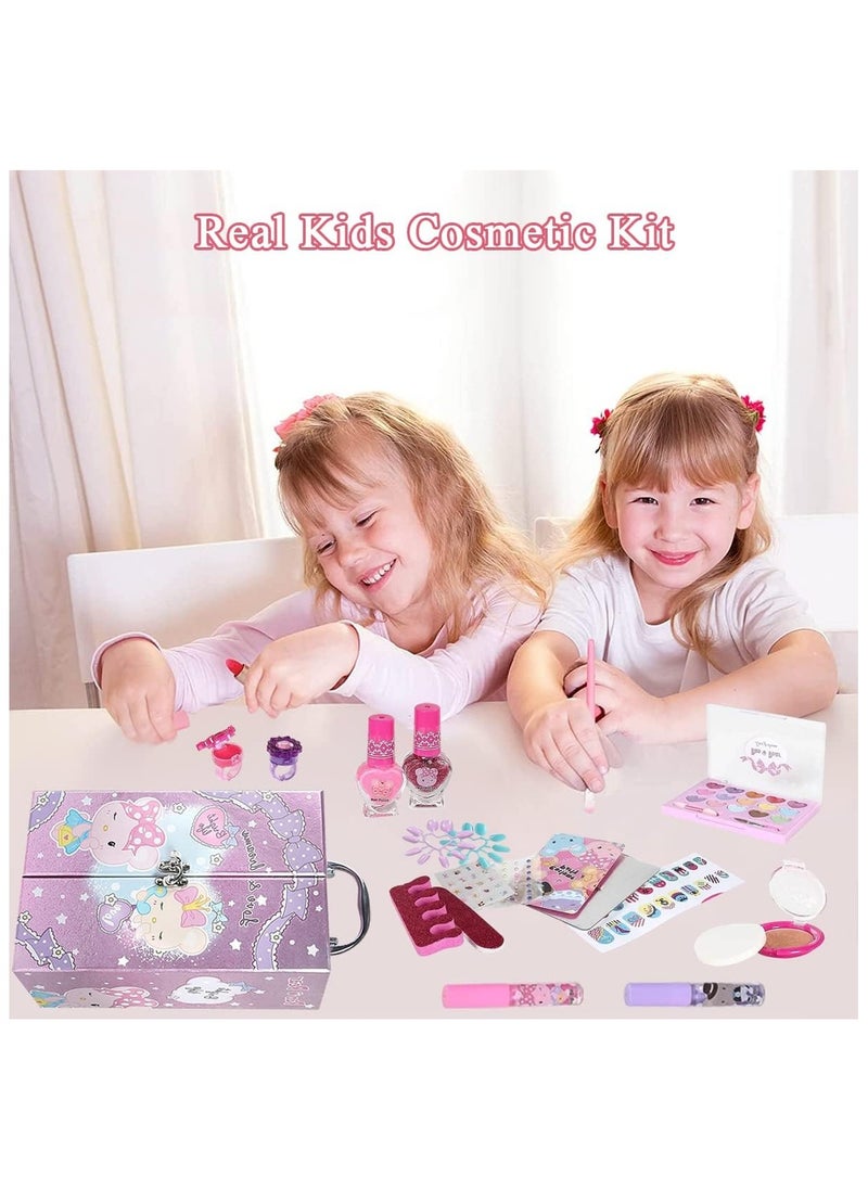 YelaJoy Kids Makeup Kit for Girls Princess Cosmetic Set for Children Real Washable Play Pretend Makeup Set Non-Toxic Makeup Toys Kit Toddler Cosmetic Gift Case for Little Girls Makeup for Kids Birthday Gifts  - Image 2