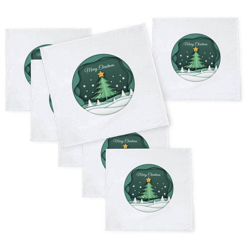 Khakee 6 Pcs Christmas Theme Tafta Silk Table Napkins 10x 10 for Xmas Decoration Christmas OrnamentsChristmas Gift npxmas46P - Image 1