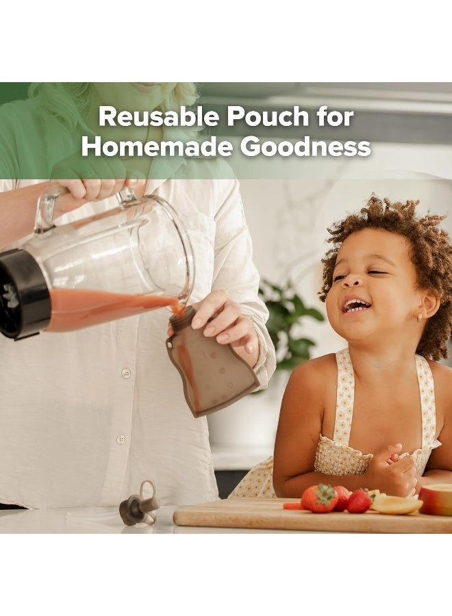 haakaa Reusable Baby Food Pouches Refillable Baby Squeeze Silicone Yummy Pouch, Soft Reusable Squeeze Storage Food Pouch for Kids Toddler, Home Made Food Puree, Smoothie Pouch Bag, 4oz, 4 Pack - Image 2