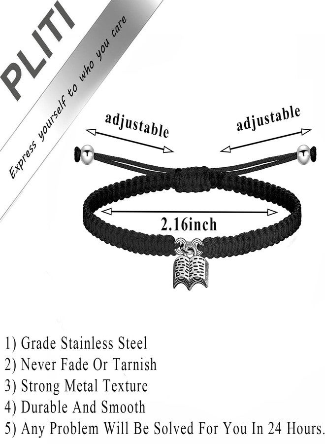 PLITI Book Lover Bracelet For Women - Bookworm Gift, Librarian Appreciation, Bookish, Library Book (ookshelves book rope bg) - Image 3