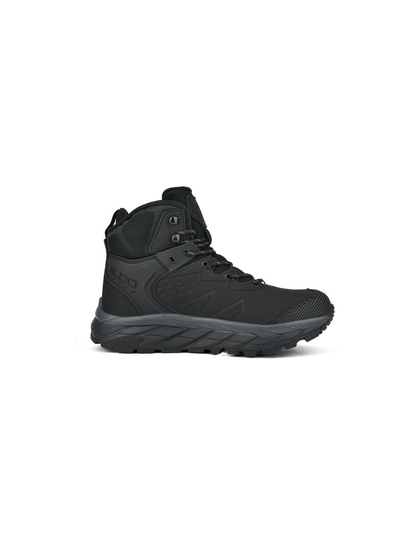 QILOO Men's High-Top Outdoor Hiking Boots - Black - Image 2