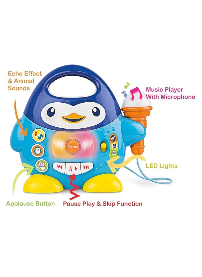 KiddoLab Toddler Karaoke Machine: Fun Musical Toys for Toddlers 1-3 & 3-5 | Ideal Kids Karaoke Machine for Boys | Engaging Toddler Toys 2-3 for Aspiring Little Singers (Penguin)  - Image 1