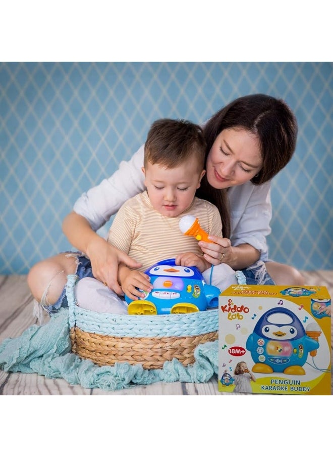 KiddoLab Toddler Karaoke Machine: Fun Musical Toys for Toddlers 1-3 & 3-5 | Ideal Kids Karaoke Machine for Boys | Engaging Toddler Toys 2-3 for Aspiring Little Singers (Penguin)  - Image 3