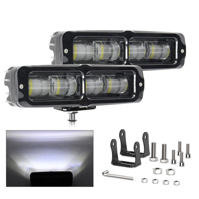 LED Work Light 6inch 2pcs High Brightness Flat Lens Design - IP68 Waterproof Durable LED Work Light for Off-Road Vehicles Trucks ATVs Outdoor & Indoor Use - Image 1
