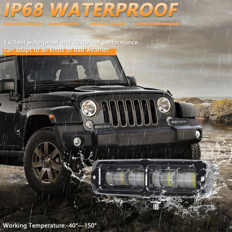 LED Work Light 6inch 2pcs High Brightness Flat Lens Design - IP68 Waterproof Durable LED Work Light for Off-Road Vehicles Trucks ATVs Outdoor & Indoor Use - Image 3