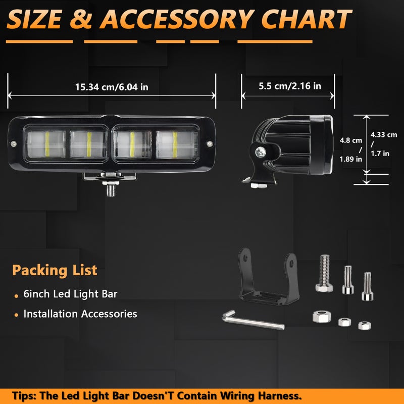LED Work Light 6inch 2pcs High Brightness Flat Lens Design - IP68 Waterproof Durable LED Work Light for Off-Road Vehicles Trucks ATVs Outdoor & Indoor Use - Image 4
