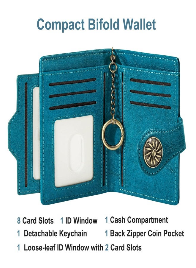 Travelambo Small Womens Wallet with 2 ID Windows, RFID Blocking Bifold Leather Card Holder Purse with Zipper Coin Pocket - Image 2
