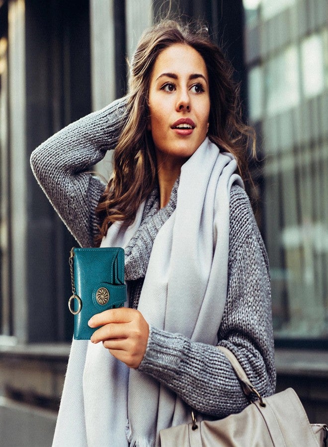 Travelambo Small Womens Wallet with 2 ID Windows, RFID Blocking Bifold Leather Card Holder Purse with Zipper Coin Pocket - Image 4