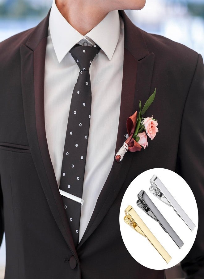 ValueBargain 3Pcs Silver Tie Clip, Multi-Color Classic Tie Bars with Adjustable Clasp, Ideal for Professional Office Formal Events Wedding (Silve, Gold and Grey) - Image 3