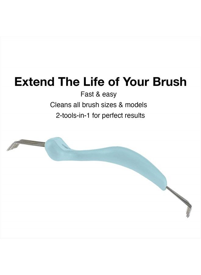 Olivia Garden Brush Cleaner 2-tools-in-1, Blue - Image 2