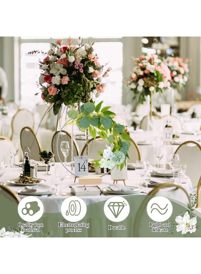 Tatuo 18 Pack 14 Inch Metal Floral Hoop Centerpiece With Stand Silver Metal Rings Hoops For Making Wedding Table Wreath Decor Wall Hanging Wreaths And Dream Catcher Crafts - Image 5