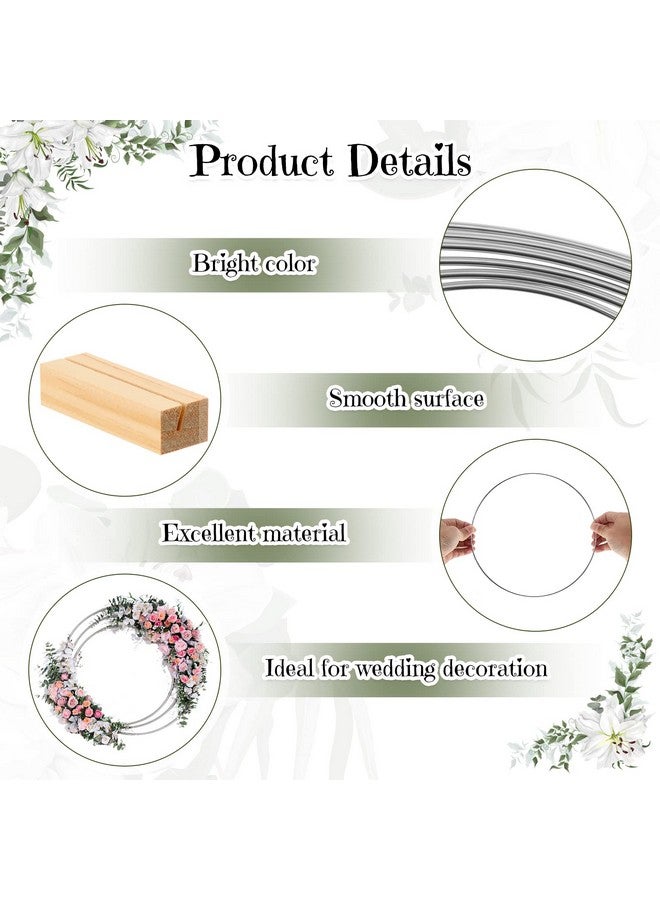 Tatuo 18 Pack 14 Inch Metal Floral Hoop Centerpiece With Stand Silver Metal Rings Hoops For Making Wedding Table Wreath Decor Wall Hanging Wreaths And Dream Catcher Crafts - Image 4