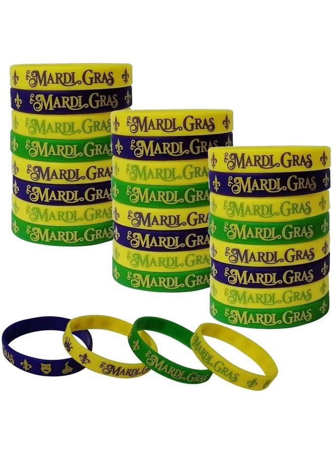 CupaPlay 48 Pack Mardi Gras Party Favors Rubber Bracelets Carnival Birthday Party Supplies Decorations Goodie Bag Stuffers Fillers Silicone Wristbands - Image 1