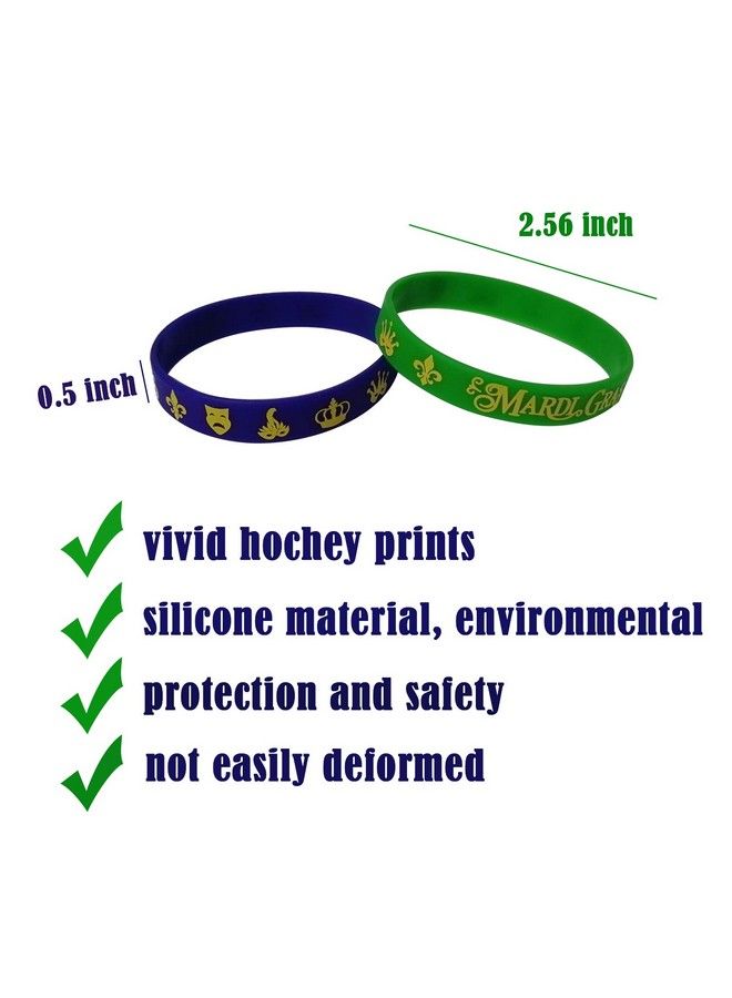 CupaPlay 48 Pack Mardi Gras Party Favors Rubber Bracelets Carnival Birthday Party Supplies Decorations Goodie Bag Stuffers Fillers Silicone Wristbands - Image 3