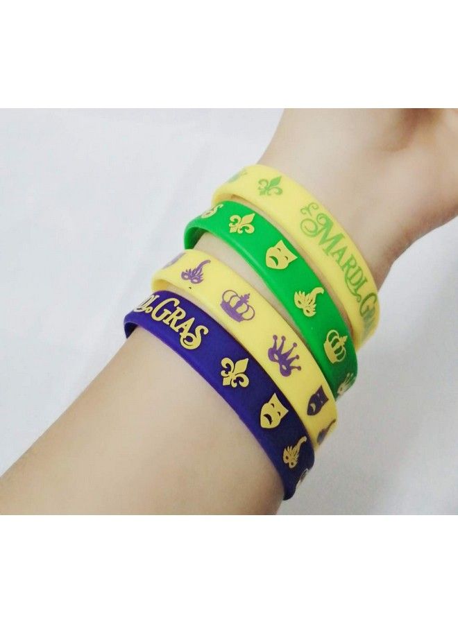 CupaPlay 48 Pack Mardi Gras Party Favors Rubber Bracelets Carnival Birthday Party Supplies Decorations Goodie Bag Stuffers Fillers Silicone Wristbands - Image 5