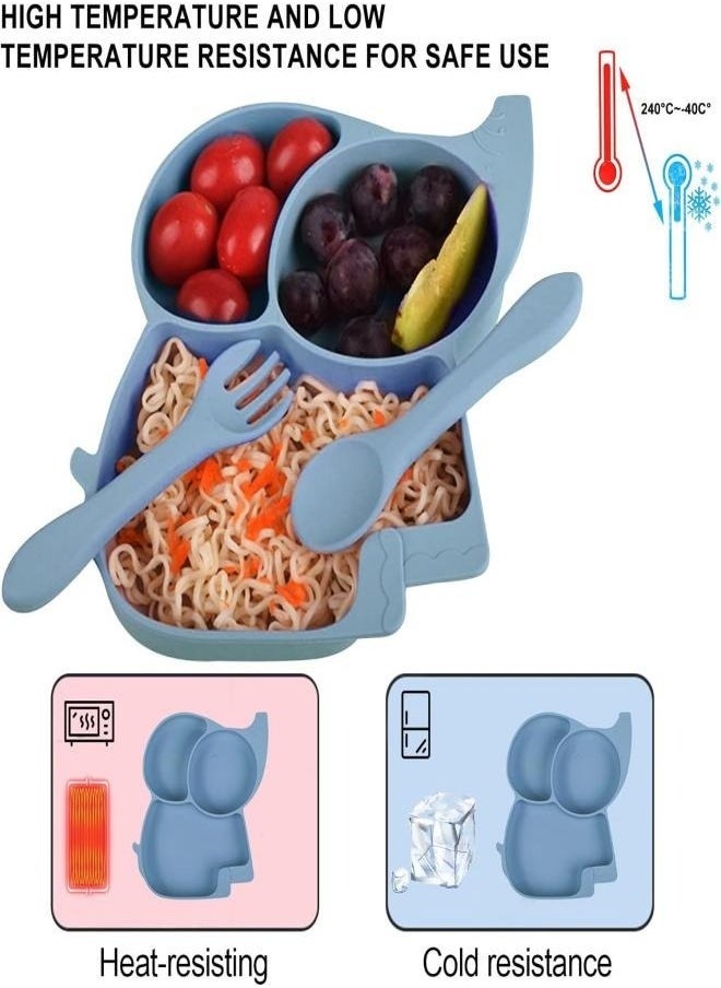 Gonice Silicone Baby Feeding Set, 9 Piece Baby Led Weaning Supplies, Baby Toddler Bib Cup Divided Plate and Bowl Self Feeding Spoons Dish Set, Baby Eating Utensils, Toddler Feeding Supplies  - Image 2