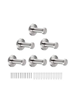 Excefore 6 Pack Bathroom Towel Hooks, Robe Hook Stainless Steel Heavy Duty Clothes Hanger for Bathroom Bedroom Kitchen Hotel (12 screws + 12 nuts)  - Image 1