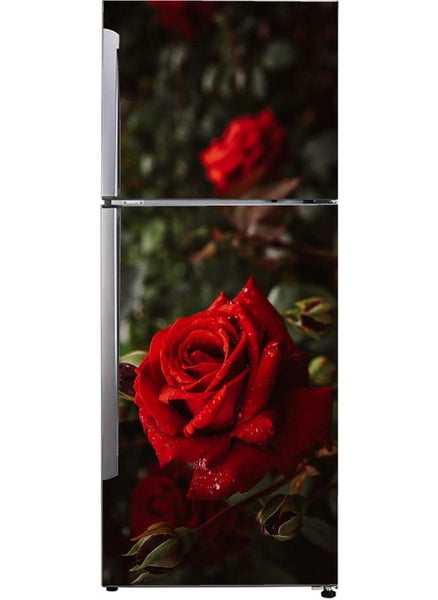 Psychedelic Collection Psychedelic Collection so Wet red Rose Flower Dark backgroundDecorative Extra Large PVC Vinyl Fridge Sticker Multicolor 60 cm X 160 cm  - Image 1
