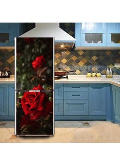 Psychedelic Collection Psychedelic Collection so Wet red Rose Flower Dark backgroundDecorative Extra Large PVC Vinyl Fridge Sticker Multicolor 60 cm X 160 cm  - Image 4