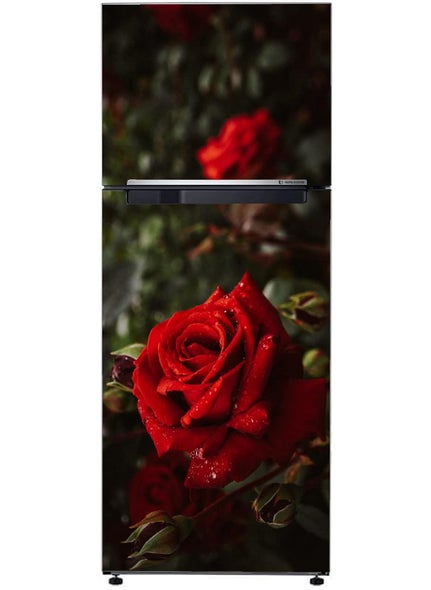 Psychedelic Collection Psychedelic Collection so Wet red Rose Flower Dark backgroundDecorative Extra Large PVC Vinyl Fridge Sticker Multicolor 60 cm X 160 cm  - Image 3