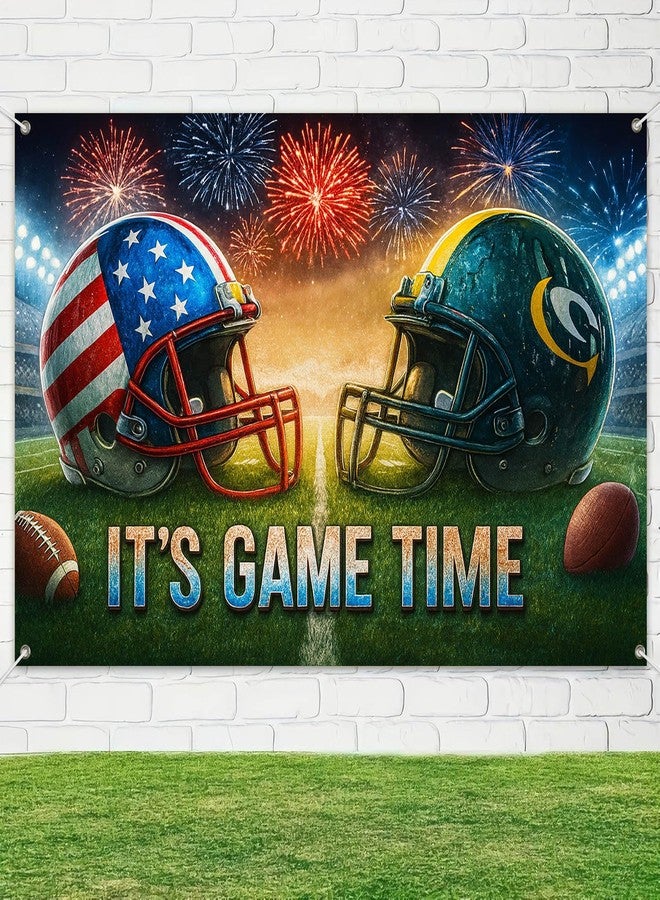 BlissYard Big Game Football Banner Its Game Time Stadium Helmet Showdown Backdrop 71x43 Inch Championship Game Day Photography Banner for Super Bowl Style Event Photo Booth Wall Decor - Image 4