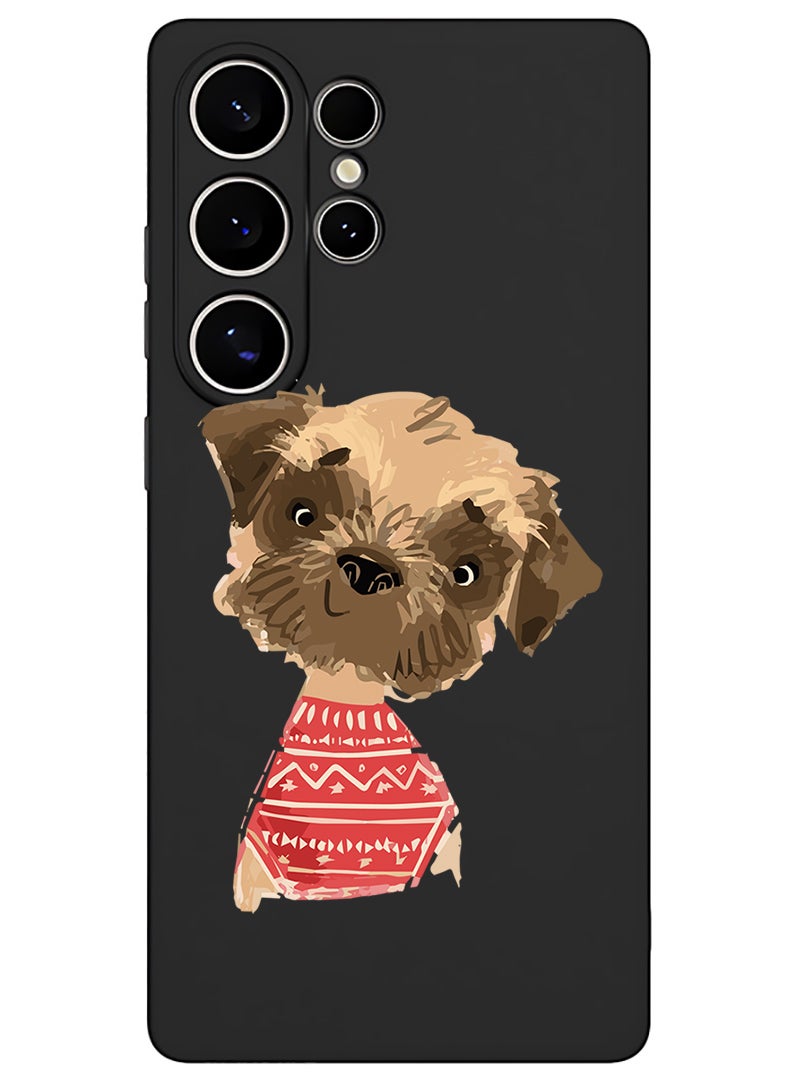 Theodor Protective Slim Fit Case Liquid Silicone Cover with Full Body Protection Anti-Scratch Shockproof Case For Samsung Galaxy S25 Ultra (Black) - Dog - Image 1