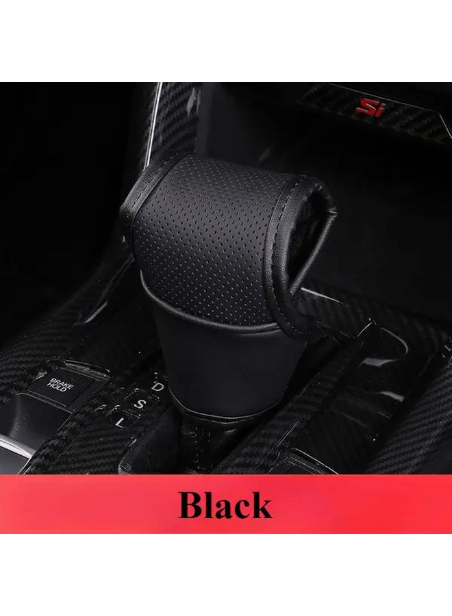 Black Red Faux Leather Non Slip Universal Gear Shift Cover Comfortable Durable - Image 2