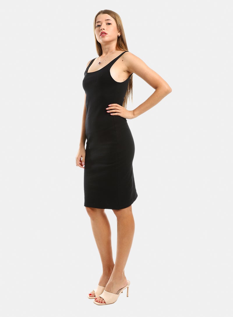 belle Sleeveless Bodycon Plain Dress - Image 2