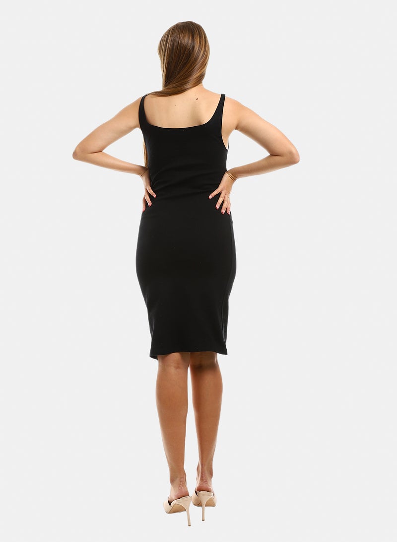belle Sleeveless Bodycon Plain Dress - Image 3