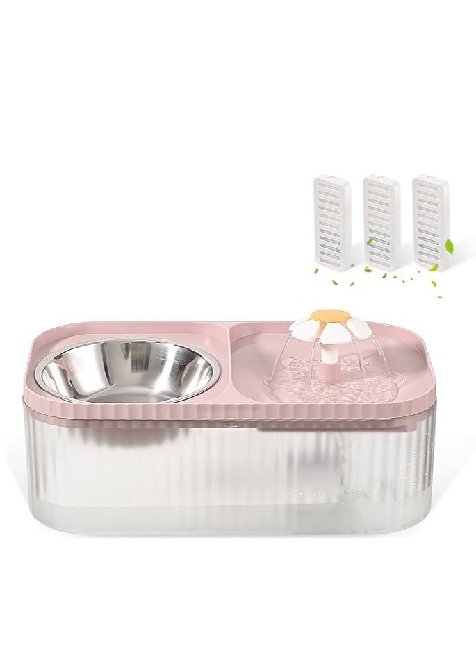 HAPPY PUSS Automatic Pet Water Dispenser 2-in-1 Cat Water Fountain and Stainless Steel food bowl -pink color - Image 3