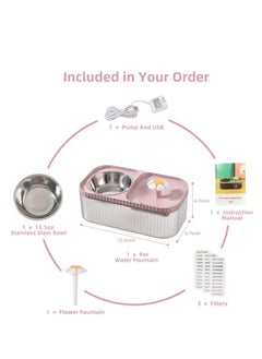 HAPPY PUSS Automatic Pet Water Dispenser 2-in-1 Cat Water Fountain and Stainless Steel food bowl -pink color  - Image 5