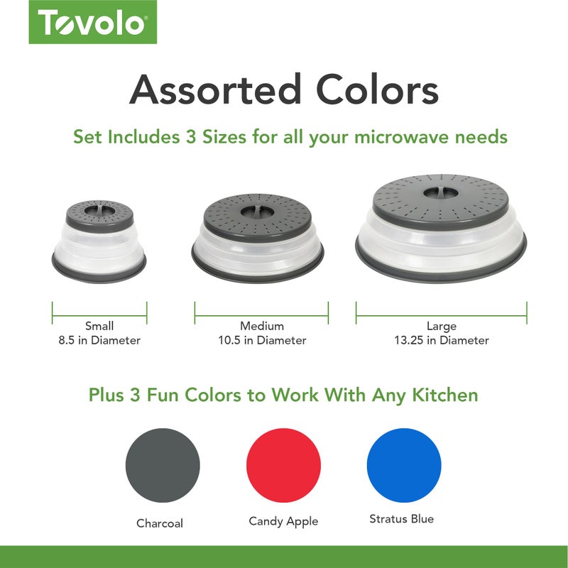 Tovolo غطاء ميكروويف توفولو للطعام، متوسط (رمادي) - غطاء سيليكون قابل للطي ومهوى - غطاء طبق وأطباق ميكروويف مع مقبض - أداة مطبخ خالية من BPA لتحضير الوجبات - Image 5