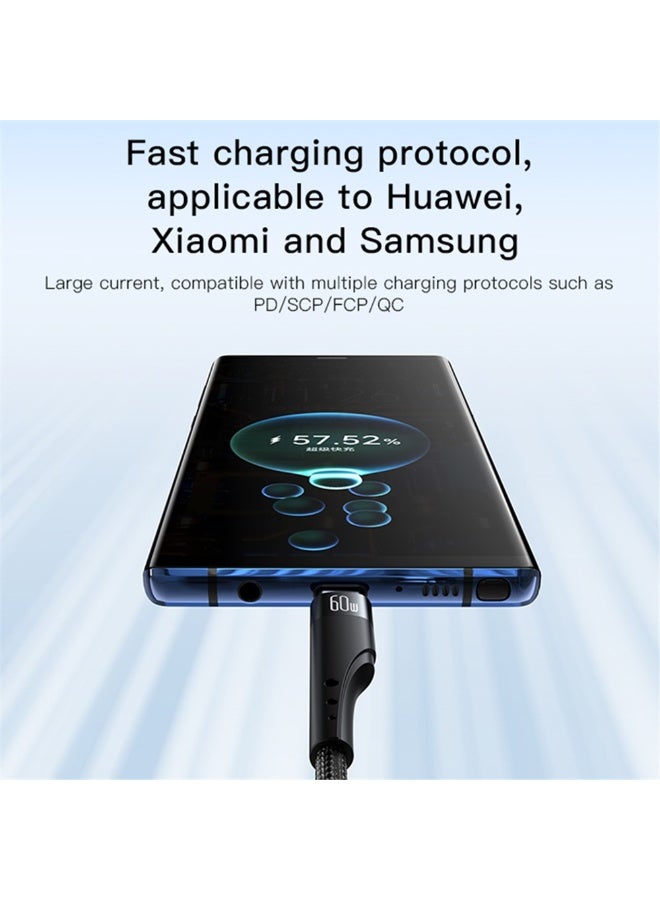 يسيدو كابل بيانات YESIDO CA116 مضفر بطول 3 أمتار، كابل شحن سريع PD 60 واط من النوع C إلى النوع C - Image 4