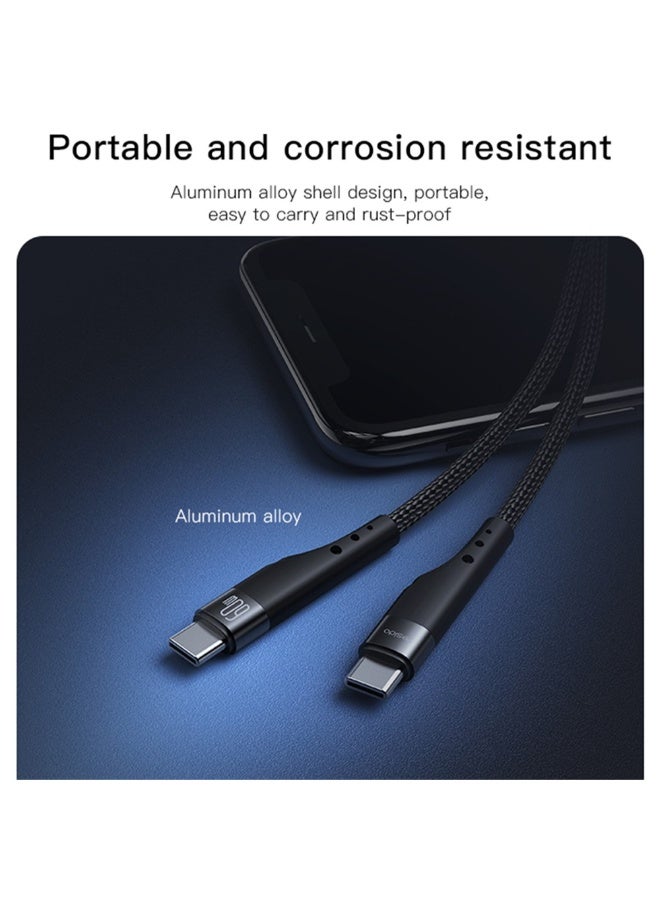 يسيدو كابل بيانات YESIDO CA116 مضفر بطول 3 أمتار، كابل شحن سريع PD 60 واط من النوع C إلى النوع C - Image 3