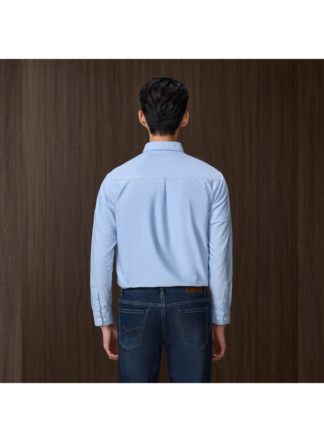 HLA قميص رجال كاجوال بأكمام طويلة مزين من القطن الخالص، كلاسيكي خفيف للأعمال، بأزرار و ياقة - Image 5