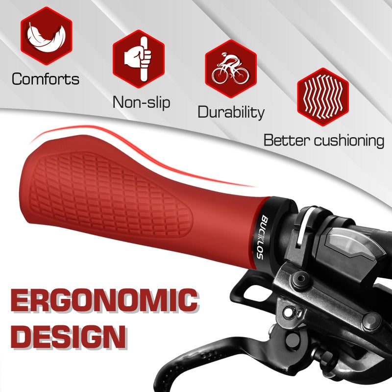 BUCKLOS Single Lock-on Bike Handlebar Grips - Mountain Bike MTB Ergonomic Anti-Slip Handle Grip - Bicycle Comfort Locking Handle Bar for BMX/Cruiser Bike/Scooter (7/8" Black) - Image 3