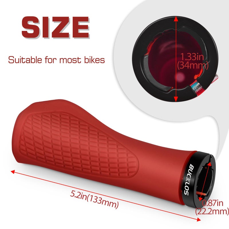 BUCKLOS Single Lock-on Bike Handlebar Grips - Mountain Bike MTB Ergonomic Anti-Slip Handle Grip - Bicycle Comfort Locking Handle Bar for BMX/Cruiser Bike/Scooter (7/8" Black) - Image 4