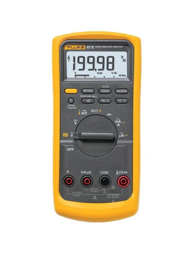 FLUKE 87V Industrial Digital Multimeter, for Advanced Troubleshooting, Measures 1000 V AC/DC, Peak Min/Max, Low Pass Filter, Includes TL75 Test Leads, AC175 Alligator Clips, 80BK Temp Probe - Image 1