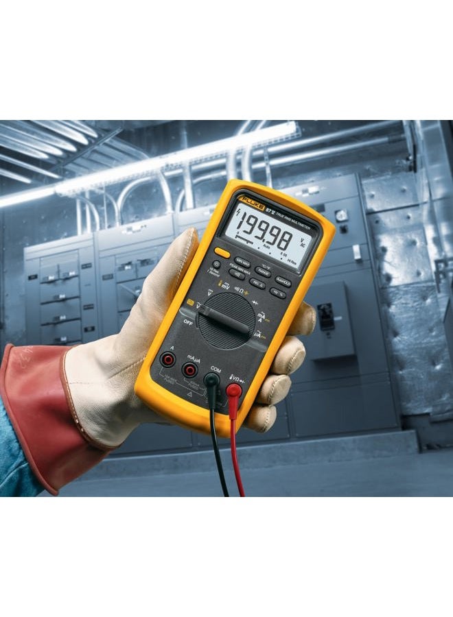 FLUKE 87V Industrial Digital Multimeter, for Advanced Troubleshooting, Measures 1000 V AC/DC, Peak Min/Max, Low Pass Filter, Includes TL75 Test Leads, AC175 Alligator Clips, 80BK Temp Probe - Image 5