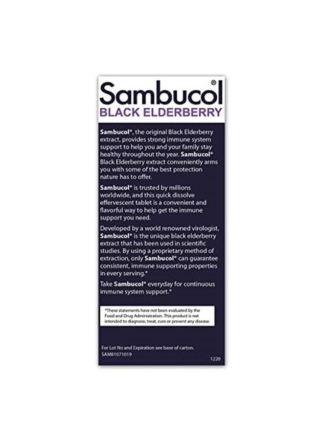 Sambucol Black Elderberry Tablets with Vitamin C & Zinc - Immune Support Supplement, Black Elderberry with Zinc and Vitamin C Effervescent Tablets, High Antioxidants, Drink Fizzies - 15 Tablets 