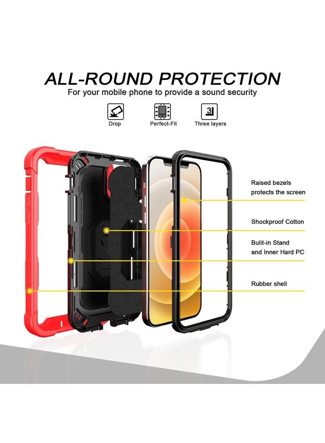 اس-توب جراب لهاتف iPhone 12 mini PC + جراب مطاطي مقاوم للصدمات بثلاث طبقات مع حامل دوار - Image 2