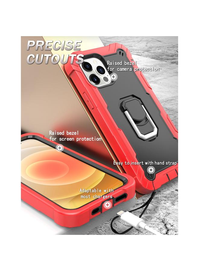 اس-توب جراب لهاتف iPhone 12 mini PC + جراب مطاطي مقاوم للصدمات بثلاث طبقات مع حامل دوار - Image 5