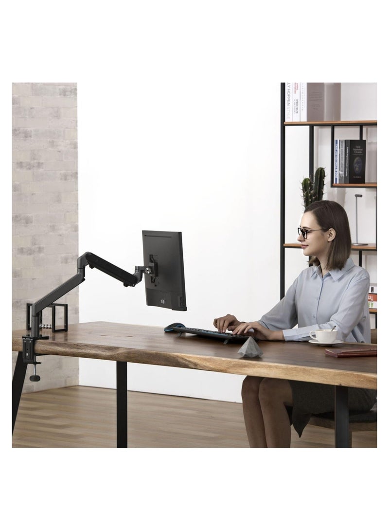 Single Gas Spring LCD Arm Desk VESA Bracket & Monitor Arm Stand for 10"-30" Screens: Tilt up 90° /down 85°, Swivel left/right 180°, 360° Rotation - Image 5