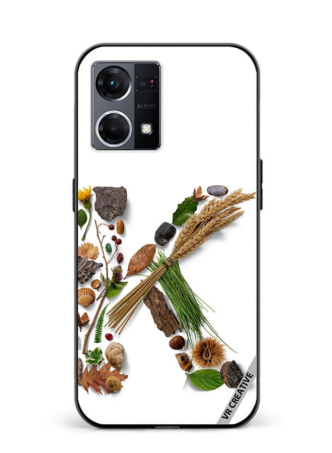 VR CREATIVE Protective Case Cover For Oppo Reno8 4G Alphabet K Design Multicolour - Image 1