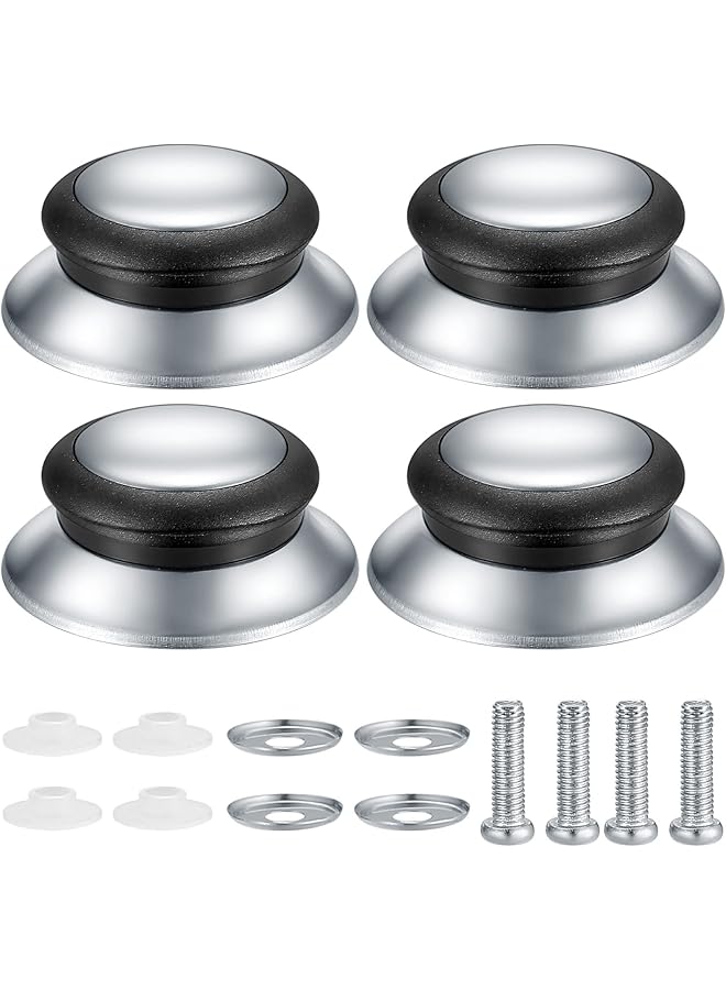 KASTWAVE Lid Knobs, 4 Pcs Universal Pot Lid Handle Covers, Heat Resistant Kitchen Cookware Pan Lid Cover Hand Grip Replacement Knobs Handles for Frying Pan Saucepan Lid Cover Handles Knobs  - Image 1
