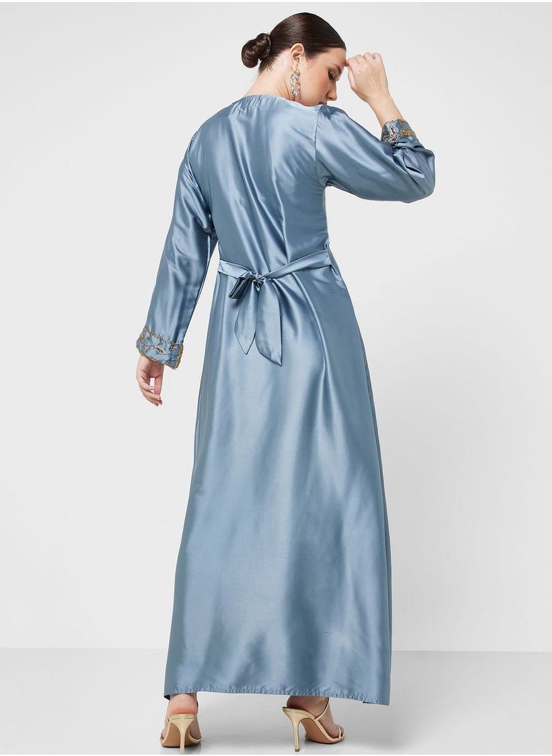 ARABIAN CLOSET - Embellished V- Neck Jalabiya - Image 1