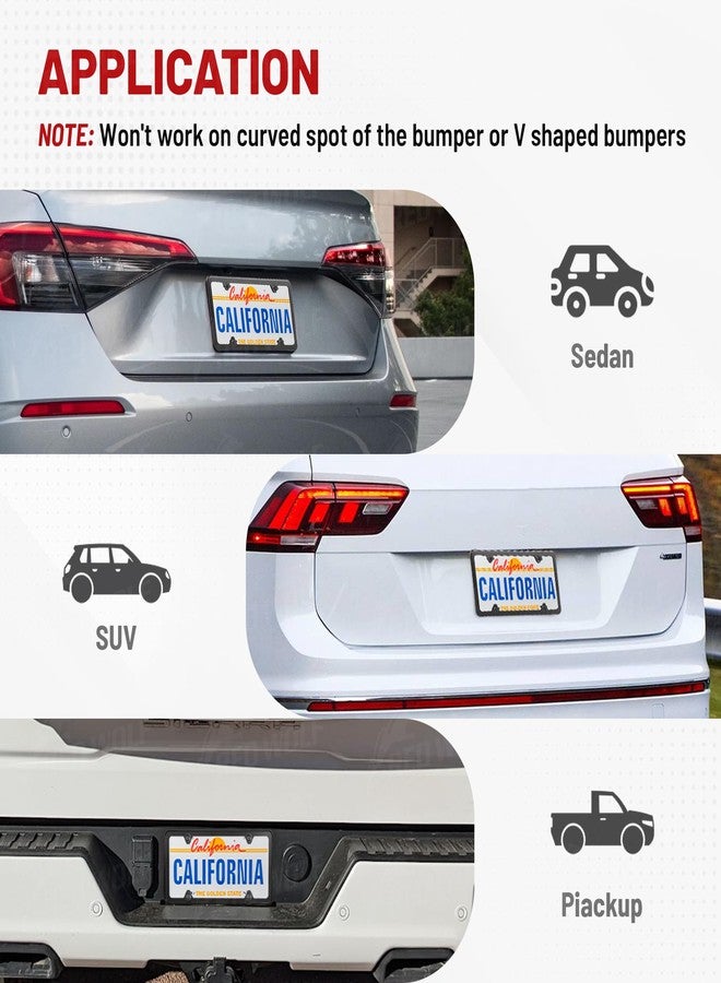 RED WOLF License Plate Bracket Holder w/License Plate Frame Universal Fit Vehicles Truck Mount Front Bumper Car Tag Lock Screws Caps Nuts Wrench Kit Black - Image 5