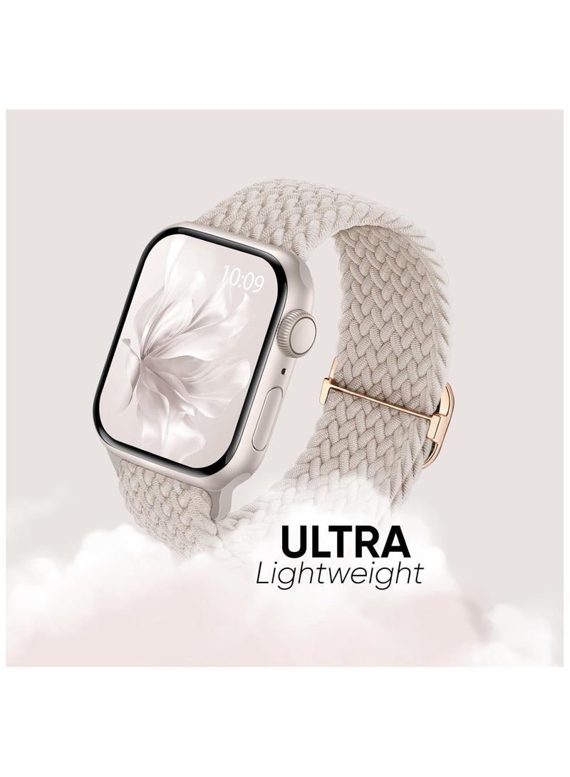 6 Pack Braided Stretchy Bands Compatible with Apple Watch Band 38mm 40mm 41mm 42mm Women Men, Adjustable Nylon Solo Loop Elastic Straps for iWatch Series 10 9 8 7 6 5 4 3 SE Ultra - Image 4